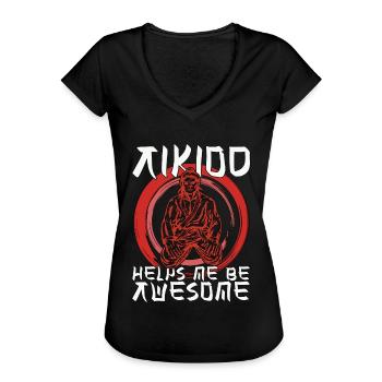Aikido Helps Me Be Awesome Fighter Samurai - Frauen Vintage T-Shirt - Schwarz - Vorne - Danielle (179cm)