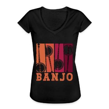 L’instrument de musique acoustique Banjo aime la musique folklorique - T-shirt vintage Femme - noir - Devant - Danielle (179cm)