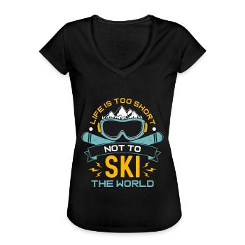 La vie en ski de fond est trop courte Ski de course - T-shirt vintage Femme - noir - Devant - Danielle (179cm)