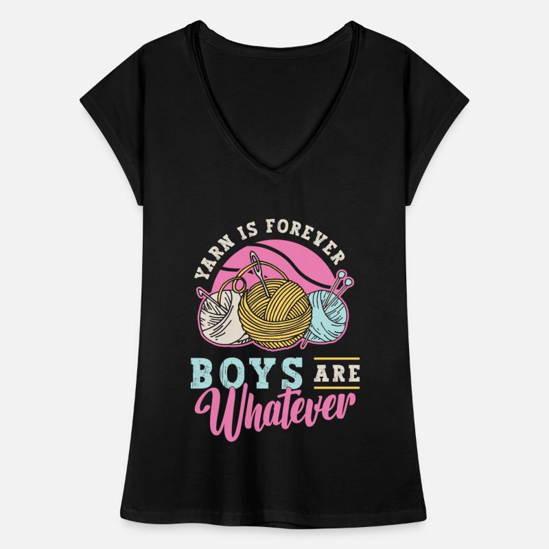 Crocheting Yarn Is Forever Boys Are Needlework Women's Vintage T-Shirt