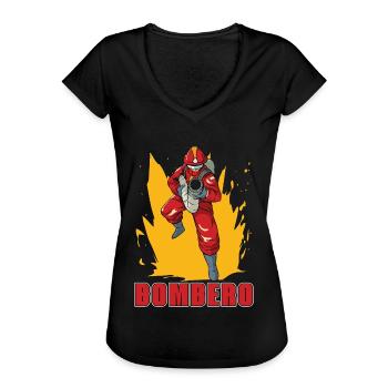 Chief Firefighter Bombero Fire Station Fireman - Women's Vintage T-Shirt - black - Front - Danielle (179cm)
