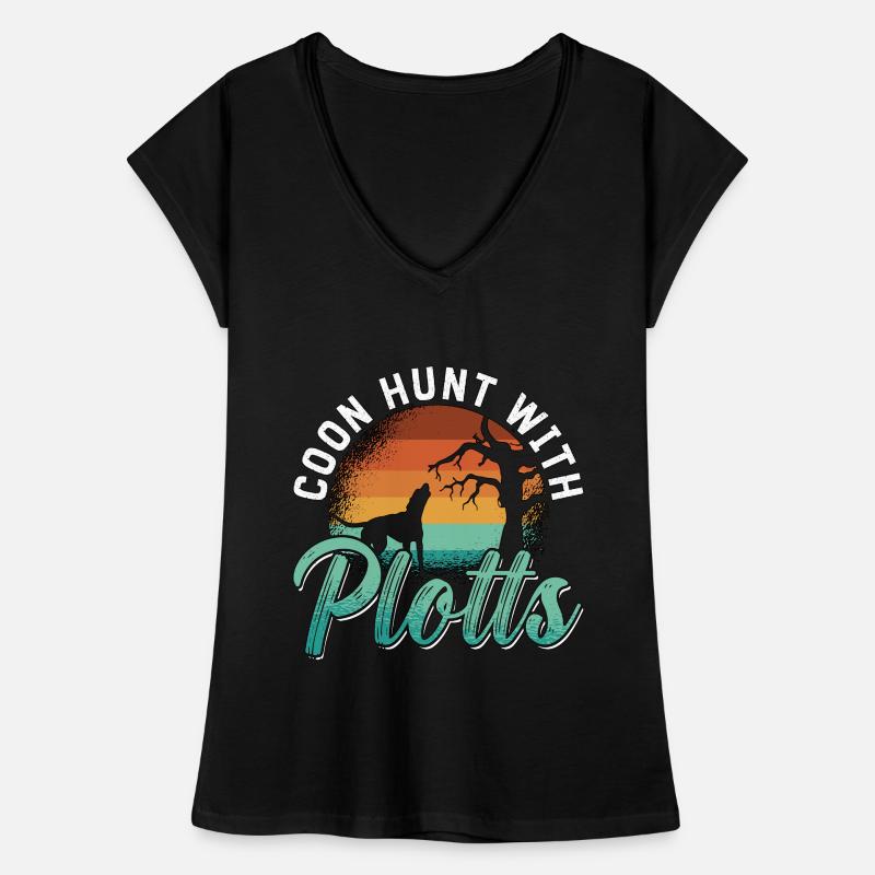 Coonhound Coon Hunt avec Plotts Treeing Walker T-shirt vintage Femme