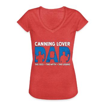 Amant de la conserve Papa L’idole Le mythe Homesteader - T-shirt vintage Femme - rouge chiné - Devant - Danielle (179cm)