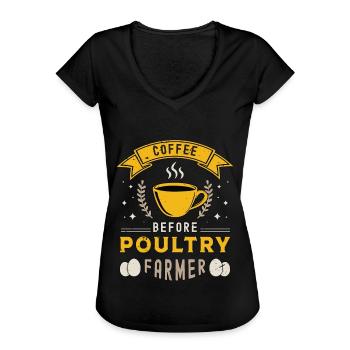 Poultry Farmer Coffee Chicken Breeder Coffee Lover - Women's Vintage T-Shirt - black - Front - Danielle (179cm)
