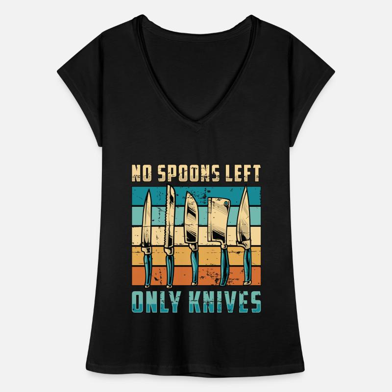 Blade Forging No Spoons Left Knife Making Retro Frauen Vintage T-Shirt