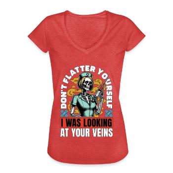 Infirmière praticienne Ne flottez pas Infirmière auxiliaire - T-shirt vintage Femme - rouge chiné - Devant - Danielle (179cm)