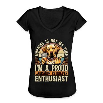 Labrador Retriever Morning n’est pas un éleveur de chiens - T-shirt vintage Femme - noir - Devant - Danielle (179cm)