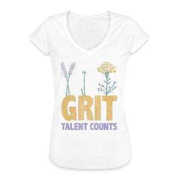 Grit Talent Counts Effort Counts Twice Inspire - Women's Vintage T-Shirt - black - Front - Danielle (179cm)