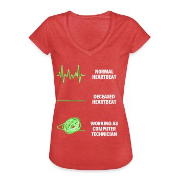 Technicien informatique Drôle de technicien informatique - T-shirt vintage Femme - rouge chiné - Devant - Danielle (179cm)
