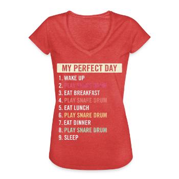 Drôles de caisses claires Snare Drumers Drum Lovers de batterie - T-shirt vintage Femme - rouge chiné - Devant - Danielle (179cm)