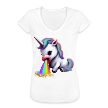 Allergie à la licorne aux éternuements arc-en-ciel - T-shirt vintage Femme - noir - Devant - Danielle (179cm)