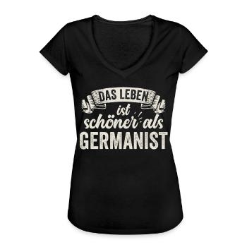 Lustige Germanist Sprache Literatur Grammatik - Frauen Vintage T-Shirt - Schwarz - Vorne - Danielle (179cm)
