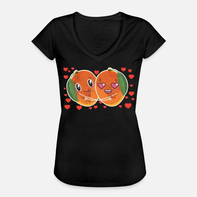 Cute Mango Couple Hugging Mango Fruit Lovers - Women's Vintage T-Shirt - black