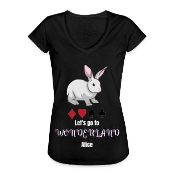 Alice au pays des merveilles - T-shirt vintage Femme - noir - Devant - Danielle (179cm)