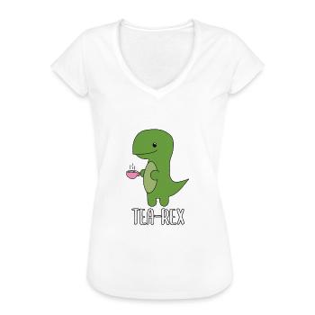 Tea-Rex cute green dinosaur dino - Women's Vintage T-Shirt - black - Front - Danielle (179cm)