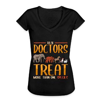 Les vrais médecins vétérinaires traitent plus d’un - T-shirt vintage Femme - noir - Devant - Danielle (179cm)