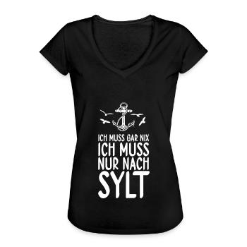 Sylt - Frauen Vintage T-Shirt - Schwarz - Vorne - Danielle (179cm)