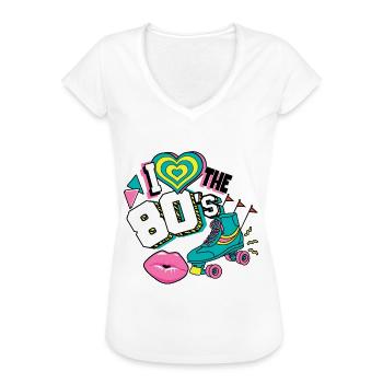 Années 80 J’aime Les années 80 - T-shirt vintage Femme - noir - Devant - Danielle (179cm)