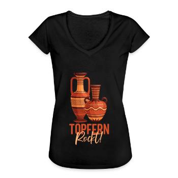 Töpfern - Frauen Vintage T-Shirt - Schwarz - Vorne