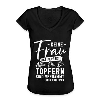 Töpfern - Frauen Vintage T-Shirt - Schwarz - Vorne