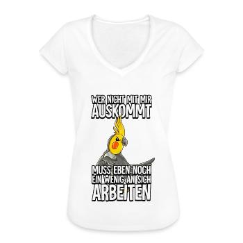 Nymphensittich Wer Nicht Mit Mir Auskommt - Frauen Vintage T-Shirt - Schwarz - Vorne - Danielle (179cm)