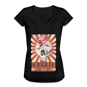 Karate - Frauen Vintage T-Shirt - Schwarz - Vorne - Danielle (179cm)
