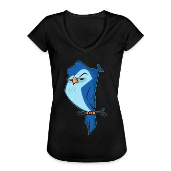 Cute Angry Owl Attitude Design - Bird Lovers - Frauen Vintage T-Shirt - Schwarz - Vorne - Danielle (179cm)