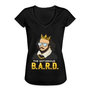 William Shakespeare met kroon - Vrouwen Vintage T-shirt - zwart - Voor - Danielle (179cm)