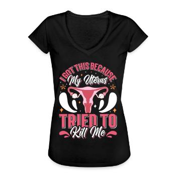 Endometriose Frauengesundheit Genesungshilfe - Frauen Vintage T-Shirt - Schwarz - Vorne - Danielle (179cm)