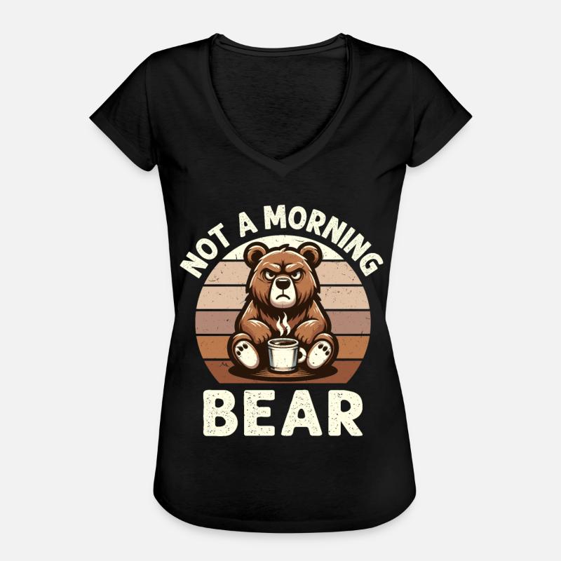 Grumpy Bear With Coffee Morning Mood - Women's Vintage T-Shirt - black