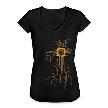 Bitcoin BTC Circuit Board Coin Crypto Blockchain Hodl - Women's Vintage T-Shirt - black - Front - Danielle (179cm)