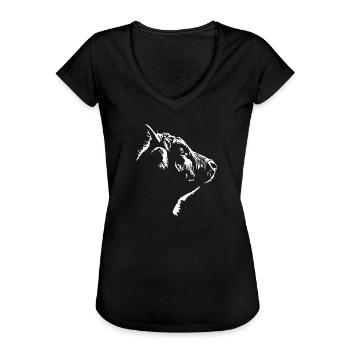 Highland Cow Schottisches Hochlandrind Kuh - Frauen Vintage T-Shirt - Schwarz - Vorne - Danielle (179cm)