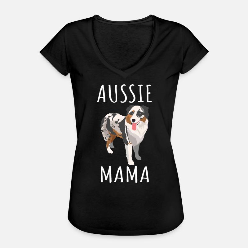 Aussie Australian Shepherd Mama - Frauen Vintage T-Shirt - Schwarz
