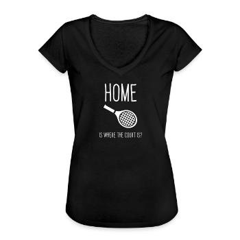 Home Court Tennis - Squash, Geschenk - Frauen Vintage T-Shirt - Schwarz - Vorne - Danielle (179cm)