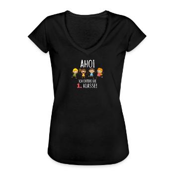 Ich entere die erste Klasse - Einschulung, Erstklä - Frauen Vintage T-Shirt - Schwarz - Vorne - Danielle (179cm)