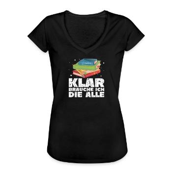Bücher lesen Bücherwurm - Frauen Vintage T-Shirt - Schwarz - Vorne - Danielle (179cm)
