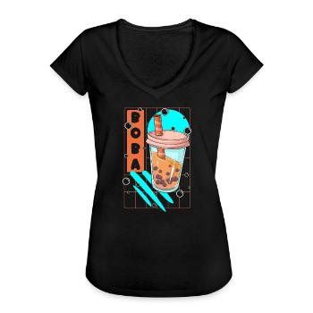 Boba Tapioka - T-shirt vintage Femme - noir - Devant - Danielle (179cm)