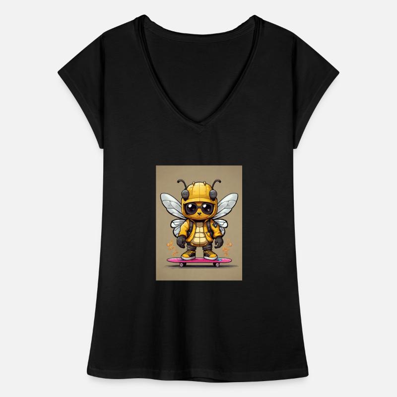 Comic Biene auf Skateboard Frauen Vintage T-Shirt