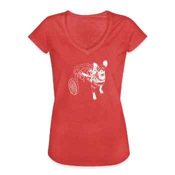 Podenco Mix - Frauen Vintage T-Shirt - Rot meliert - Vorne - Danielle (179cm)