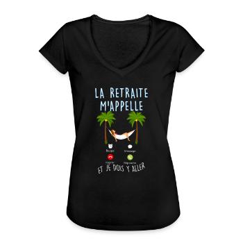 La retraite M'appelle Citation Femme Retraitée - T-shirt vintage Femme - noir - Devant - Danielle (179cm)