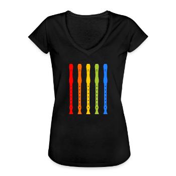 farbenfrohe Blockflöten - Frauen Vintage T-Shirt - Schwarz - Vorne