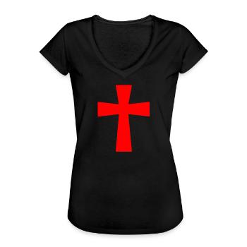 Croix - Chevaliers - Croisés - Foi - Chrétien - T-shirt vintage Femme - noir - Devant - Danielle (179cm)