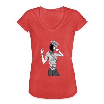Sexy Policewoman / Anime Policewoman / Police Girl - Women's Vintage T-Shirt - heather red - Front - Danielle (179cm)