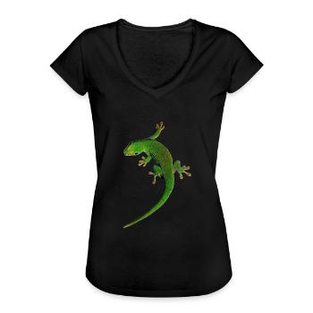 Gecko - Frauen Vintage T-Shirt - Schwarz - Vorne