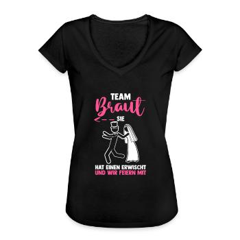 Braut Hochzeit Heiraten Junggesellenabschied - Frauen Vintage T-Shirt - Schwarz - Vorne - Danielle (179cm)