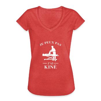 Je peux pas j'ai Kiné Massage kinésithérapeut - T-shirt vintage Femme - rouge chiné - Devant - Danielle (179cm)