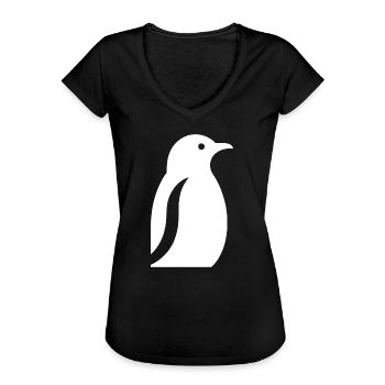 Pinguin Südpol Silhouette Minimalistisch - Frauen Vintage T-Shirt - Schwarz - Vorne - Danielle (179cm)