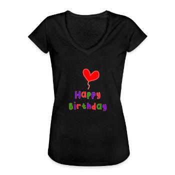ALLES GUTE ZUM GEBURTSTAG. ALLES GUTE ZUM GEBURTSTAG. JAHRESTAG. - Frauen Vintage T-Shirt - Schwarz - Vorne - Danielle (179cm)