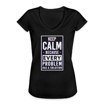 Problem Nicht mein Problem Das Problem - Frauen Vintage T-Shirt - Schwarz - Vorne - Danielle (179cm)