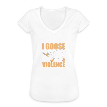 Sarcastic I Choose Violence Funny Duck Saying Duck - Frauen Vintage T-Shirt - Schwarz - Vorne - Danielle (179cm)